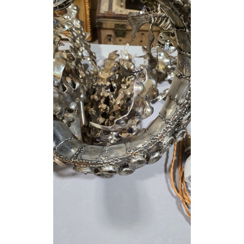 136 - LEIGH DYER (born 1959) - a spectacular handmade stainless steel wall mount, designed to hold a diver... 