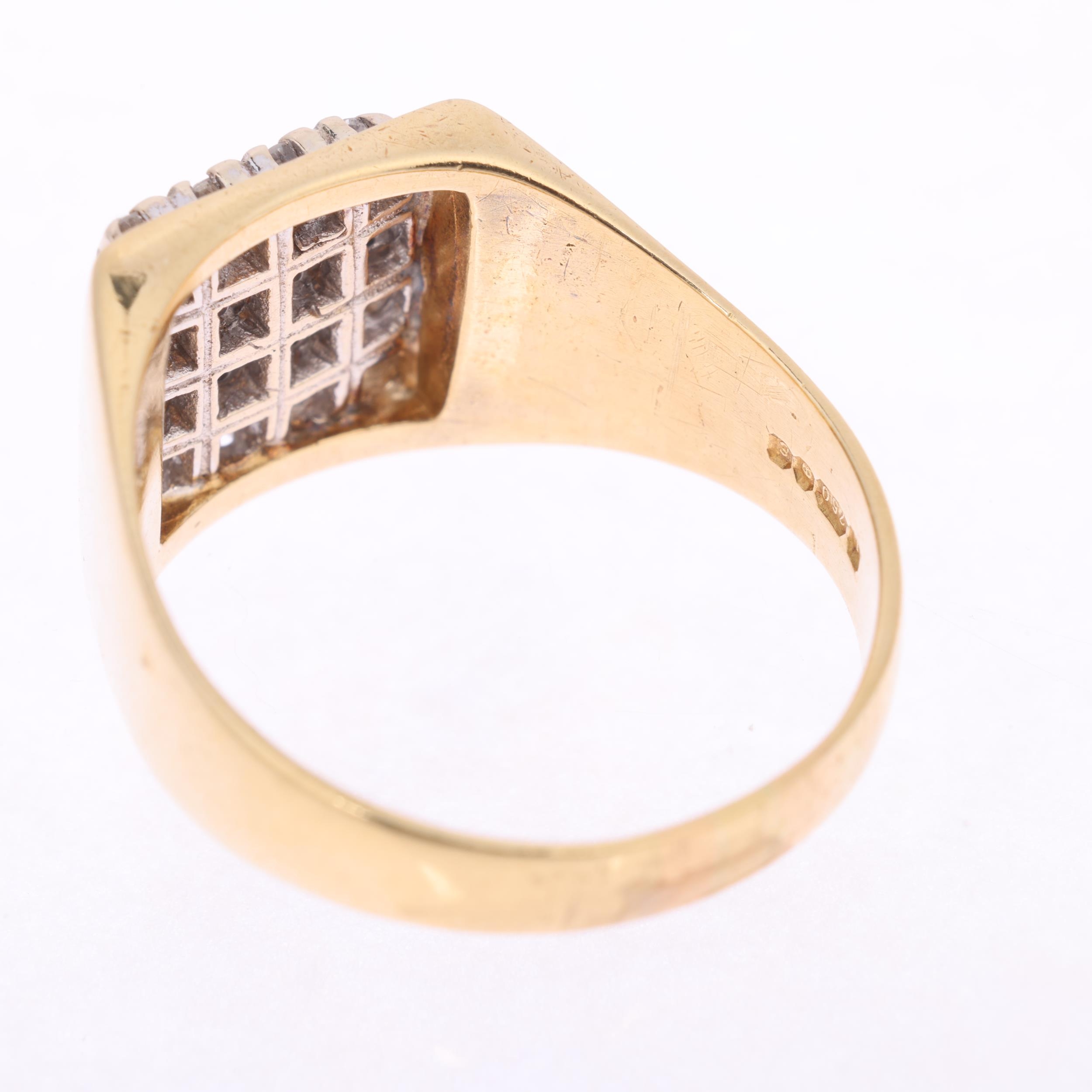 An 18ct gold diamond cluster signet ring, maker SAJ, London 1979, set ...