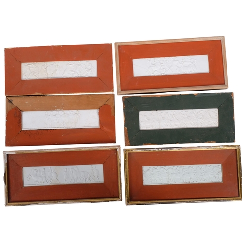 6 framed 19th century plaster-cast friezes, depicting Classical designs ...
