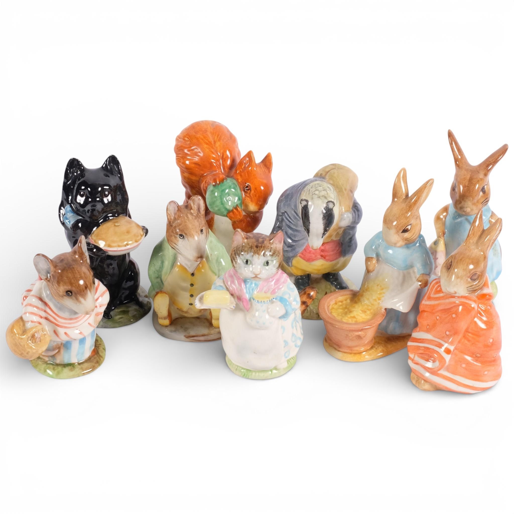 Beswick Beatrix Potter figures, 9 various examples, including Tommy ...