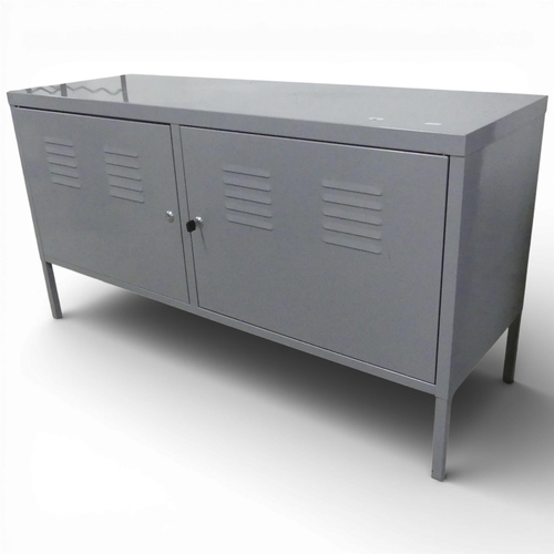 A contemporary two-door low locker / media unit. Width 108cm, height ...