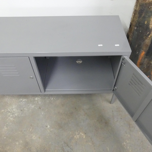 A contemporary two-door low locker / media unit. Width 108cm, height ...