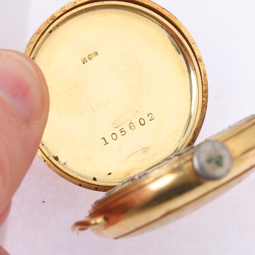 1011 - BUREN LUX - an 18ct gold Officer's style mechanical wristwatch head, circa 1920s, white enamel dial ... 