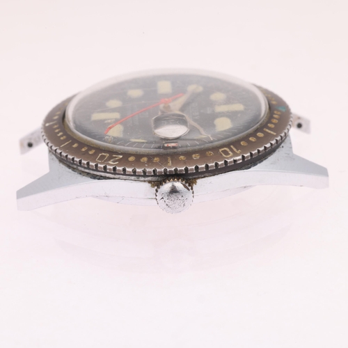 1012 - RUBY - a Vintage stainless steel De Luxe 21 mechanical Diver's wristwatch head, circa 1960s, black d... 