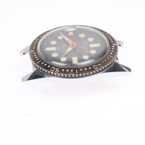 1012 - RUBY - a Vintage stainless steel De Luxe 21 mechanical Diver's wristwatch head, circa 1960s, black d... 