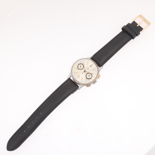 1013 - HANHART - a Vintage chrome plated mechanical chronograph wristwatch, circa 1950s, silvered dial with... 