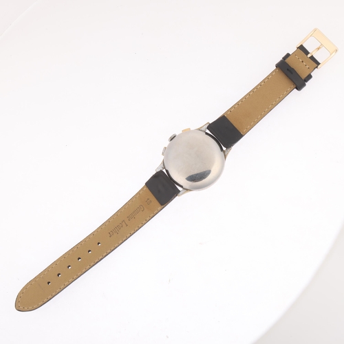 1013 - HANHART - a Vintage chrome plated mechanical chronograph wristwatch, circa 1950s, silvered dial with... 