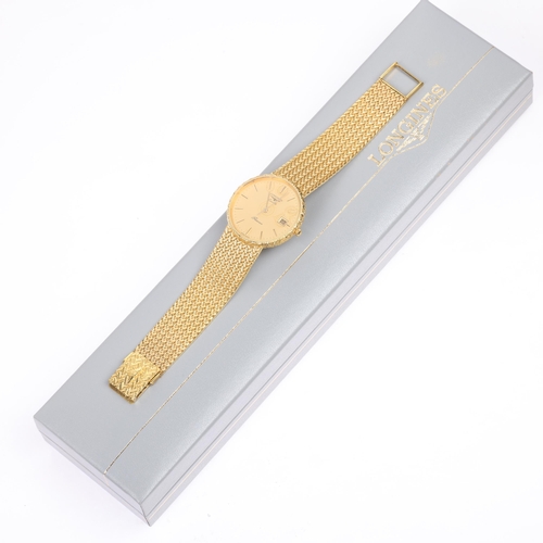 1016 - LONGINES - a Vintage 9ct gold Presence quartz calendar bracelet watch, ref. 26.064.641, circa 1990s,... 