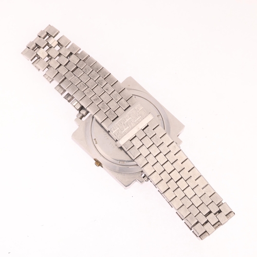 1030 - ORIOSA - a Vintage stainless steel 'TV' automatic calendar bracelet watch, circa 1970s, oval green d... 