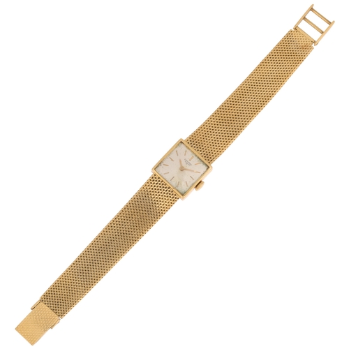 1037 - LONGINES - a lady's Vintage 18ct gold mechanical bracelet watch, ref. 7380-7, circa 1960s, silvered ... 