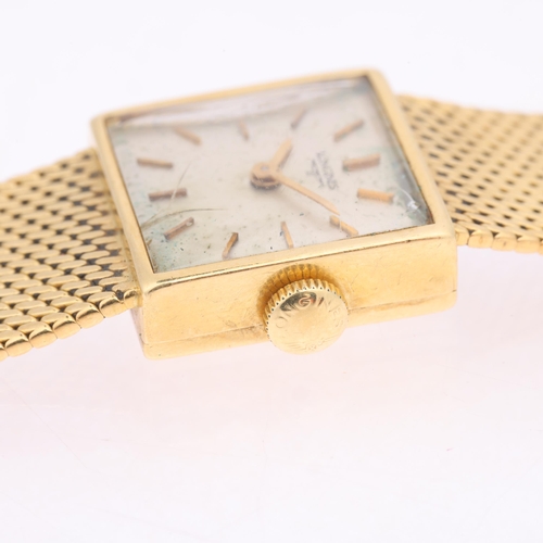 1037 - LONGINES - a lady's Vintage 18ct gold mechanical bracelet watch, ref. 7380-7, circa 1960s, silvered ... 