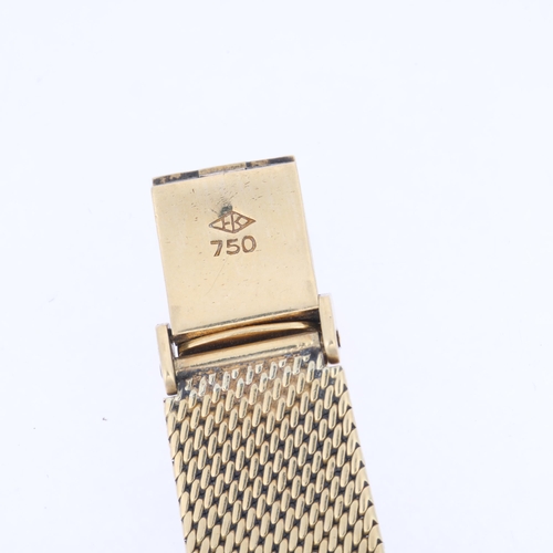1037 - LONGINES - a lady's Vintage 18ct gold mechanical bracelet watch, ref. 7380-7, circa 1960s, silvered ... 