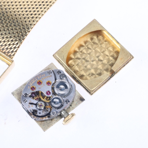1037 - LONGINES - a lady's Vintage 18ct gold mechanical bracelet watch, ref. 7380-7, circa 1960s, silvered ... 