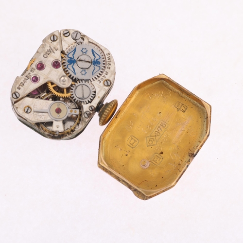 1043 - SANDERS - a lady's Vintage 9ct gold mechanical wristwatch, circa 1930s, silvered dial with gilt Arab... 