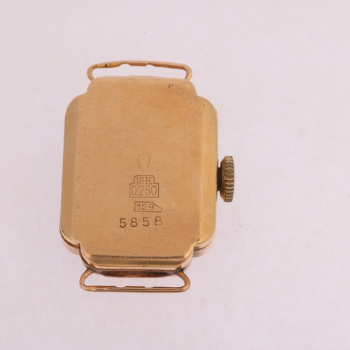 1044 - A lady's Vintage 18ct gold mechanical wristwatch, circa 1960s, silvered dial with black Arabic numer... 