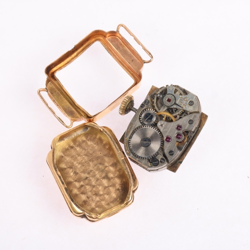 1044 - A lady's Vintage 18ct gold mechanical wristwatch, circa 1960s, silvered dial with black Arabic numer... 