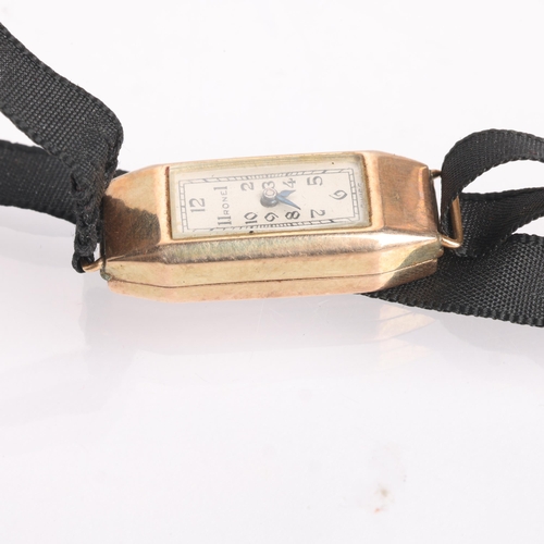 1045 - RONE - a lady's Vintage 9ct rose gold mechanical wristwatch, circa 1960s, silvered dial with black A... 