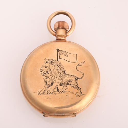 1057 - WALTHAM - an early 20th century gold plated full hunter keyless pocket watch, white enamel dial with... 