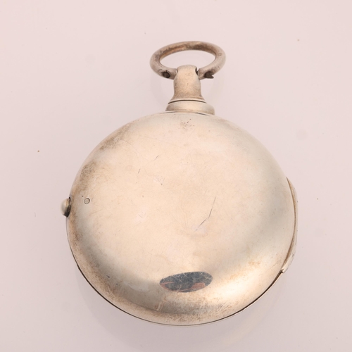 1059 - An early 19th century silver pair-cased open-face key-wind verge moonphase pocket watch, by J Thomps... 