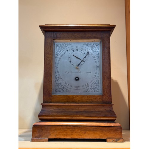 59 - An Edwardian timepiece, by A J Barnsdale of London, 8-day brass chain-driven single fusee movement, ... 