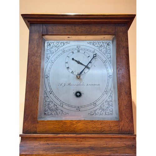 59 - An Edwardian timepiece, by A J Barnsdale of London, 8-day brass chain-driven single fusee movement, ... 
