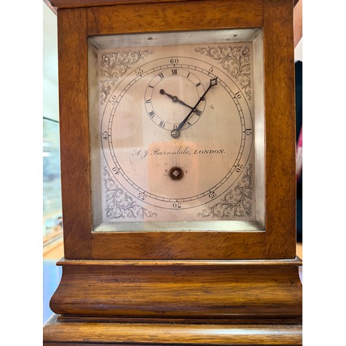 59 - An Edwardian timepiece, by A J Barnsdale of London, 8-day brass chain-driven single fusee movement, ... 