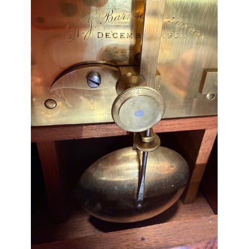 59 - An Edwardian timepiece, by A J Barnsdale of London, 8-day brass chain-driven single fusee movement, ... 