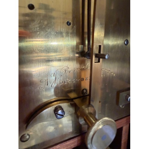 59 - An Edwardian timepiece, by A J Barnsdale of London, 8-day brass chain-driven single fusee movement, ... 