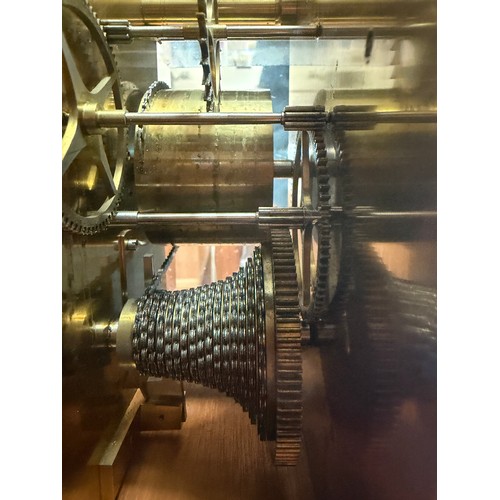 59 - An Edwardian timepiece, by A J Barnsdale of London, 8-day brass chain-driven single fusee movement, ... 