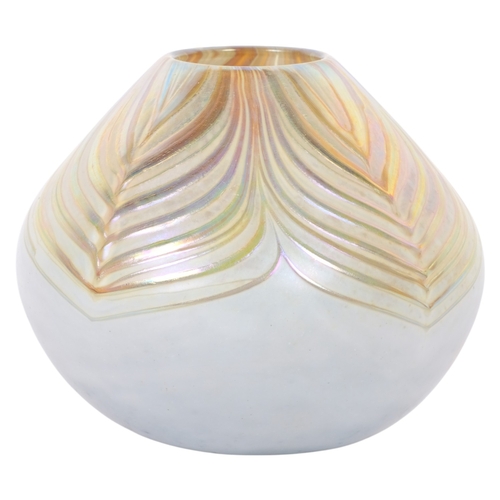 262 - Norman Stuart Clark, an Art Deco design semi-iridescent vase, with etched signature to underside, di... 