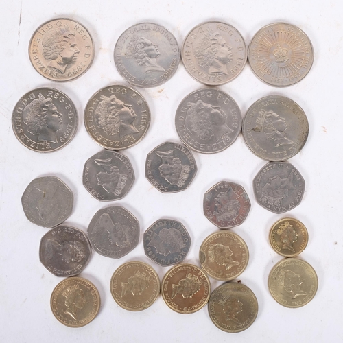 273 - A collection of British coinage, including five pound, two pound, one pound coins, and fifty pences,... 