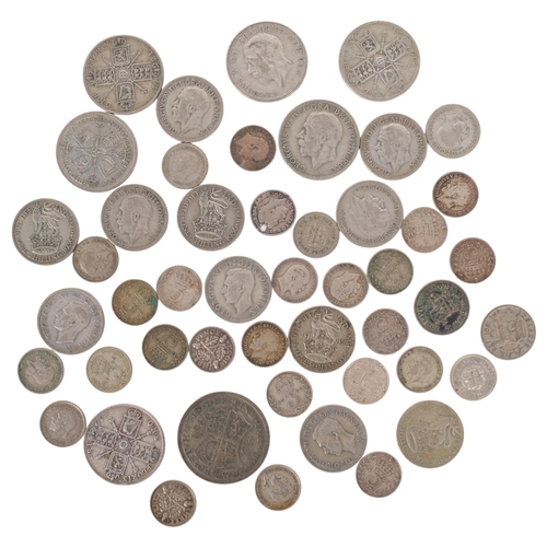 274 - A group of various coins, including most half silver examples, gross weight 186g