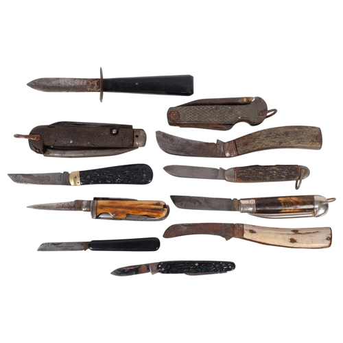 283 - A fine collection of Antique and later folding penknives, including horn-handled examples, makers in... 