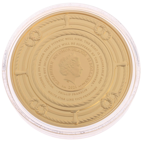 13 - 2021 Remembering The RMS Titanic 35th Anniversary Three Ounce Gold Proof Coin, Solomon Islands, 25 D... 