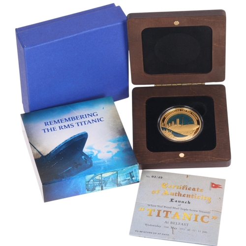 13 - 2021 Remembering The RMS Titanic 35th Anniversary Three Ounce Gold Proof Coin, Solomon Islands, 25 D... 