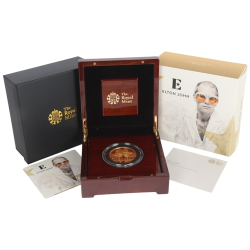 8 - Elton John 2020 UK Five Ounce Gold Proof Coin, The Royal Mint, 500 Pounds (5oz/156.295g), 999.9 Au (... 
