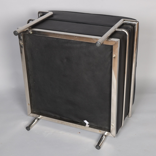 311 - An Le Corbusier style Grand comfort footstool with black faux leather upholstery, height 44cm, frame... 