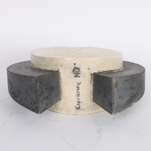 337 - HELENE VAN DONGEN, (Netherlands, b. 1948), a brutalist abstract raku sculpture with impressed makers... 