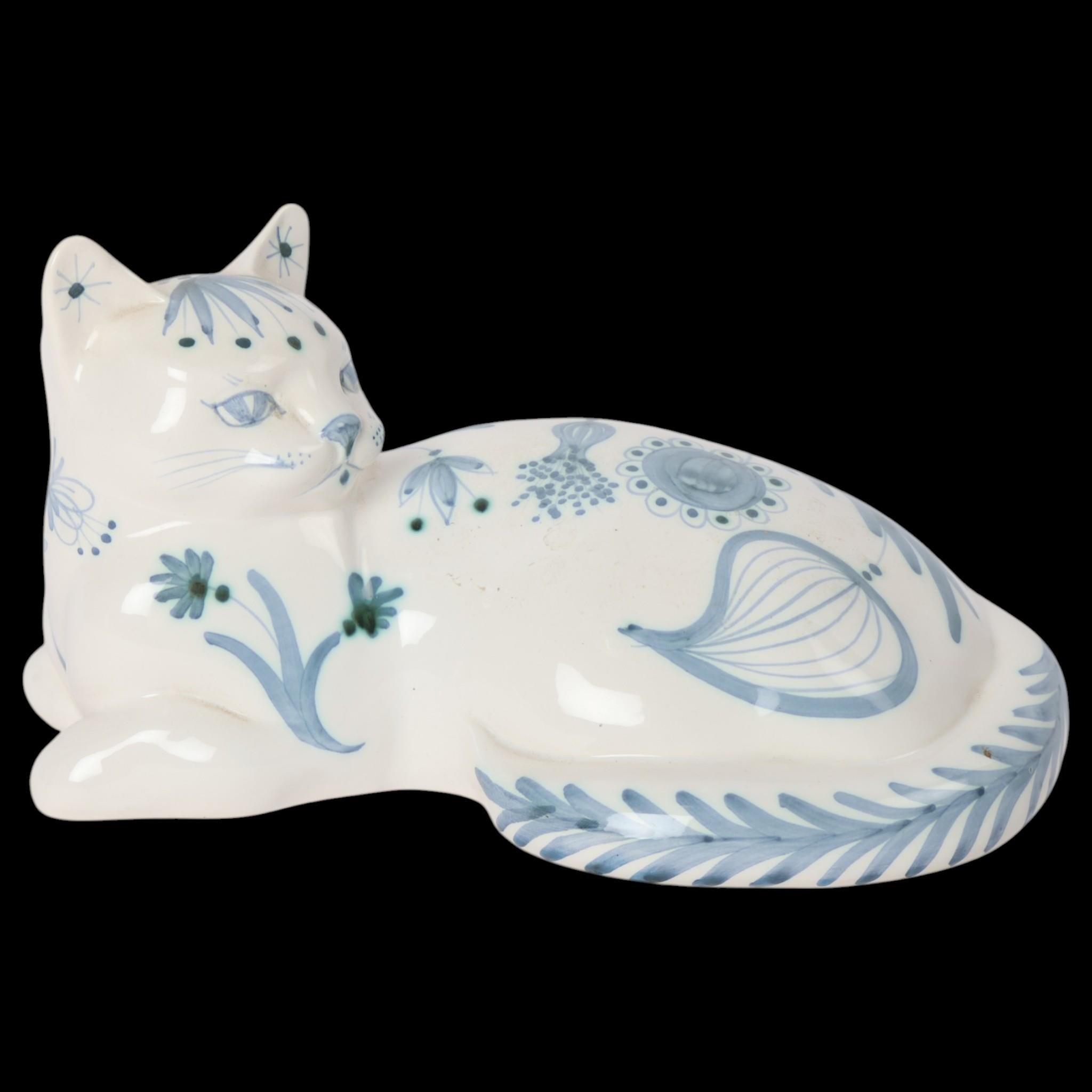 DAVID SHARP for rye Pottery, a large cat figure with brushwork ...