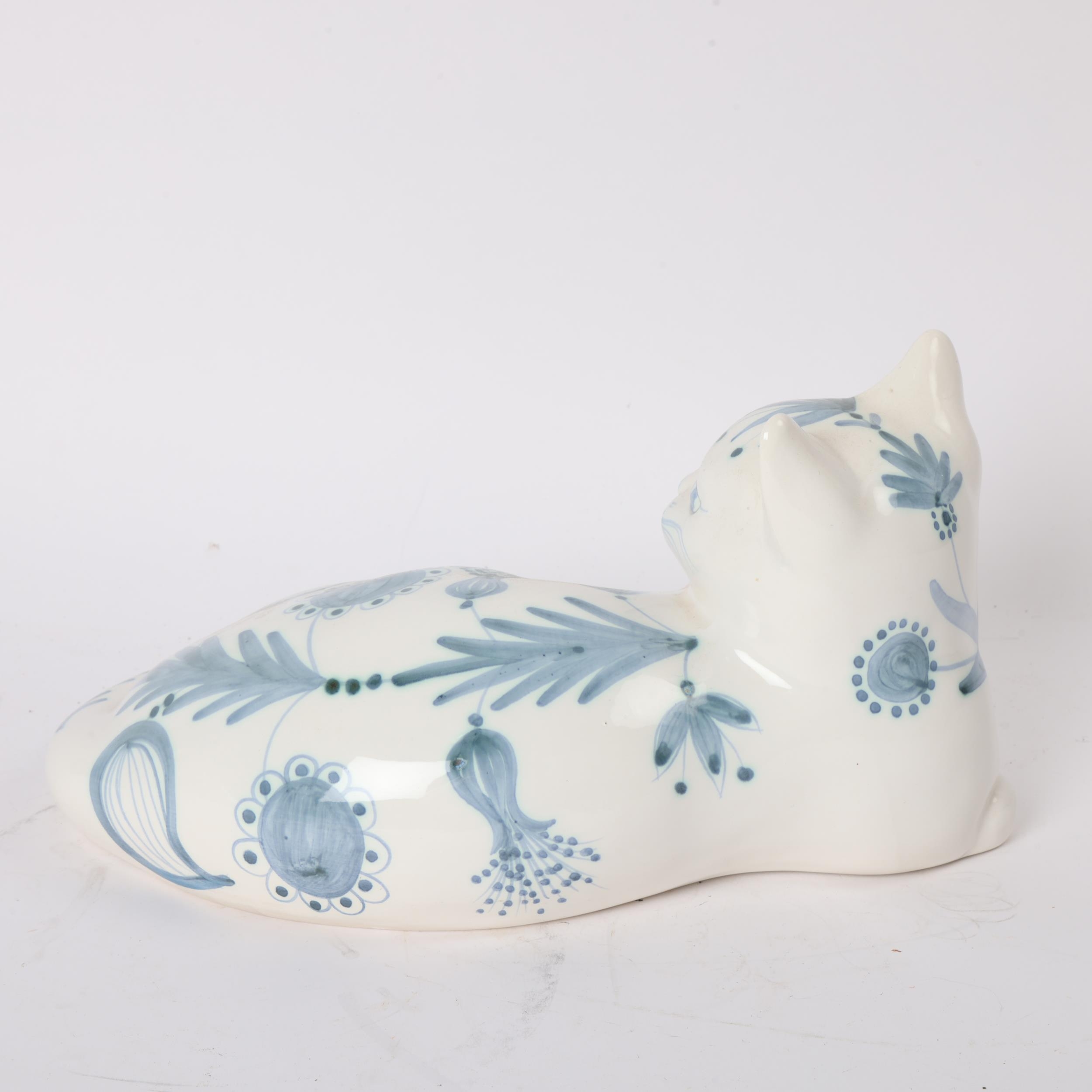DAVID SHARP for rye Pottery, a large cat figure with brushwork ...