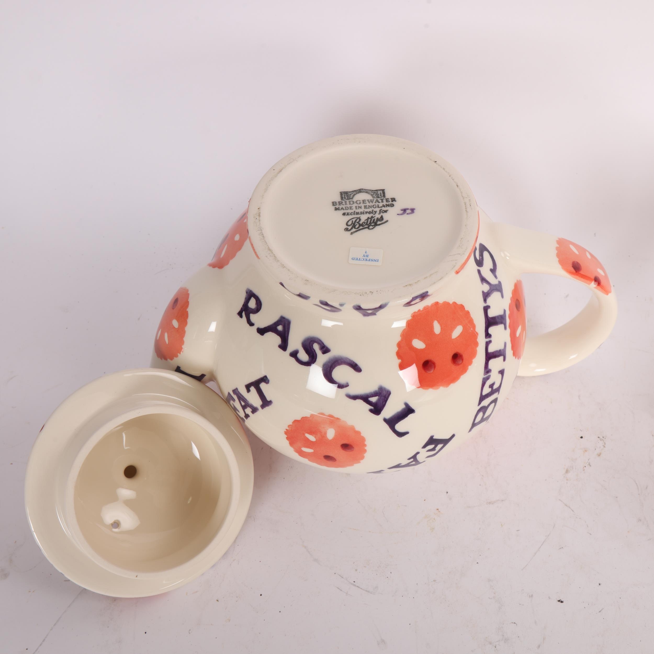 EMMA BRIDGEWATER, a Fat Rascal pattern teapot with mug, makers marks to ...