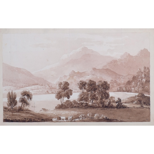 A highly interesting 19th century album containing a large collection of drawings and watercolours attributed to Turner, Constable, Gainsborough, Cox, Clarkson Stanfield, Sydney Cooper, Callow, James Ward, etc, most with pencil annotations, album size 54cm x 36cm, provenance: from the collection of John Russell Taylor