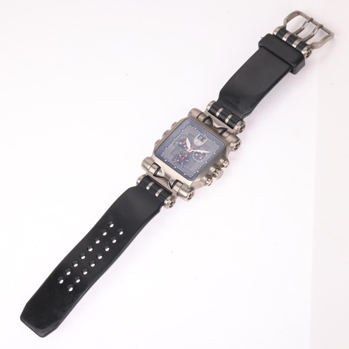 1029 - OAKLEY - a titanium Minute Machine quartz chronograph calendar wristwatch, ref. 10-191, black dial w... 