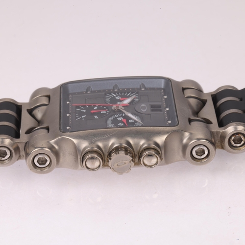 1029 - OAKLEY - a titanium Minute Machine quartz chronograph calendar wristwatch, ref. 10-191, black dial w... 