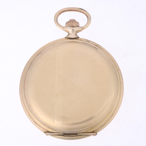 1054 - FAVOR - an Art Deco gold plated full hunter keyless pocket watch, champagne dial with gilt Arabic nu... 