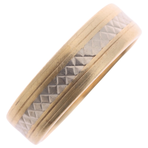 A 14ct two-colour gold wedding band ring, signed Anjer, band width 5 ...