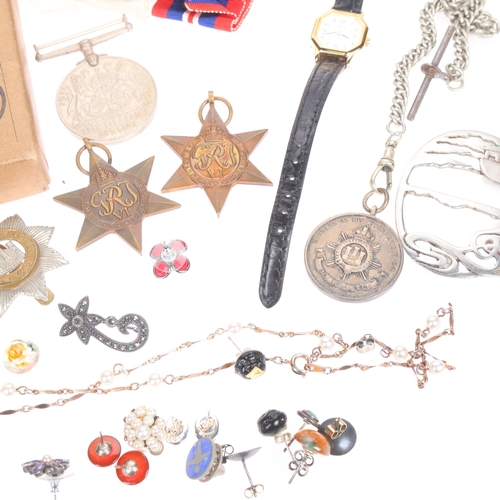 1549 - Various jewellery and collectables, including group of 5 Second World War medals, including George V... 
