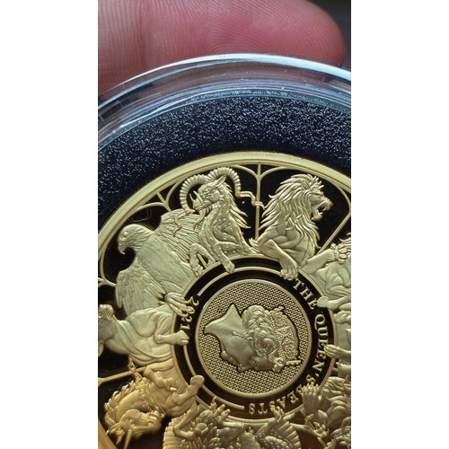 2 - The Queen’s Beasts – 2021 UK Five Ounce Gold Proof Coin, The Royal Mint, 500 Pounds (5oz/156.295g), ... 