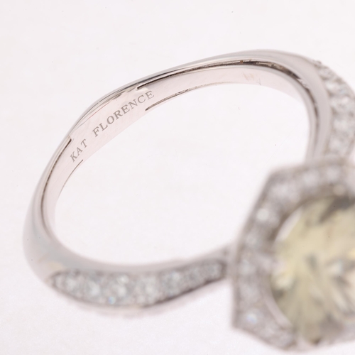 100 - KAT FLORENCE - an 18ct white gold zultanite and D colour flawless diamond cluster ring, set with a 2... 