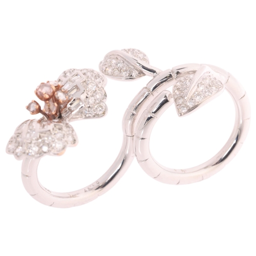 138 - An 18ct white gold diamond butterfly ring, in the style of Van Cleef & Arpels, a copy of the 'Betwee... 